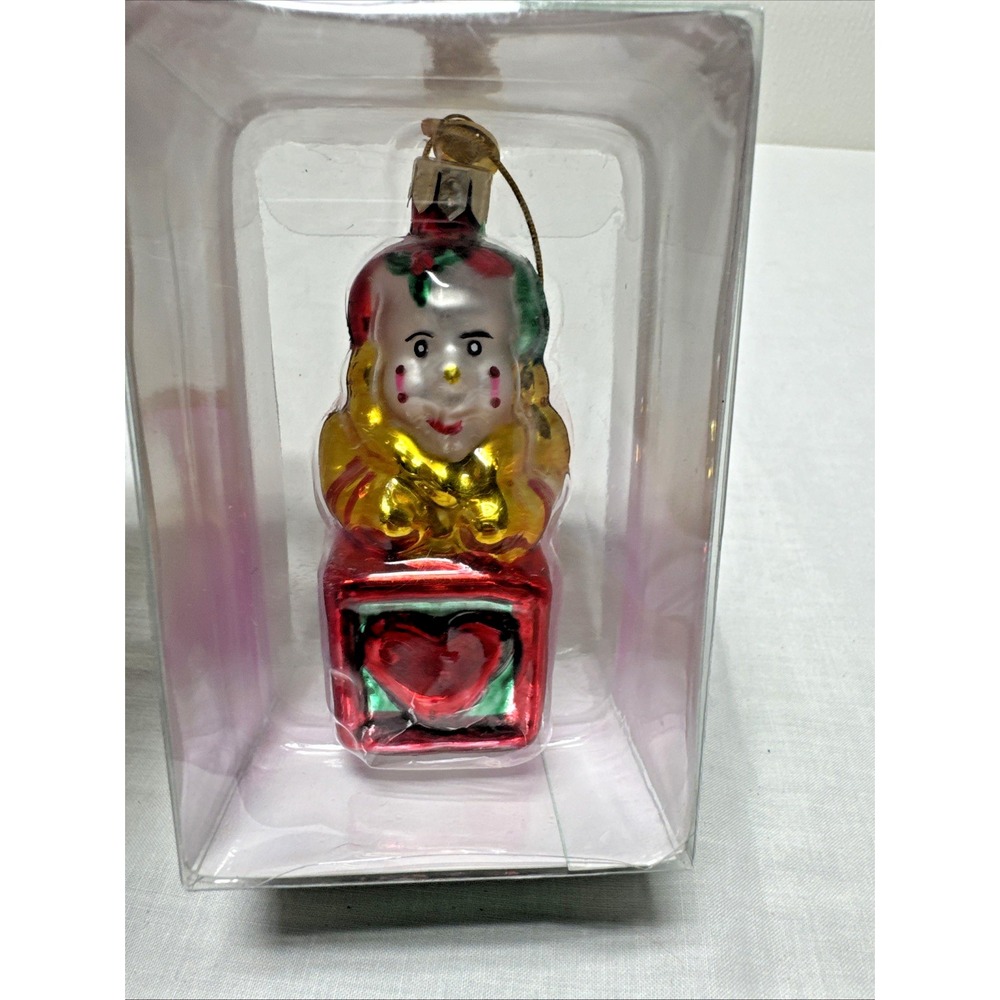 KURT S. ADLER Jack-In-The-Box Xmas Ornament Medallion Collection Glass New Clown